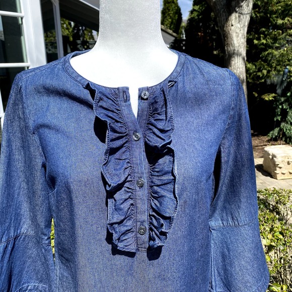 Draper James Denim Dress Women's Size 2 Bell Sleeve - Picture 3 of 8